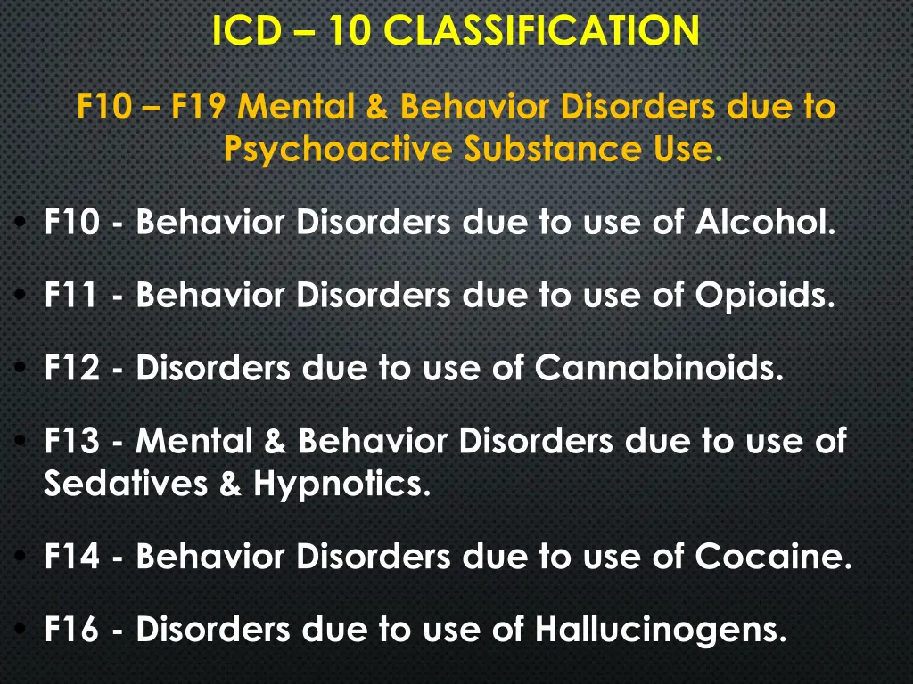 icd 10 classification