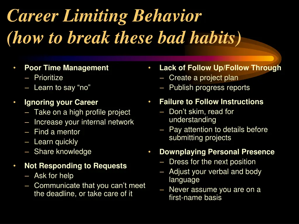 career limiting behavior how to break these