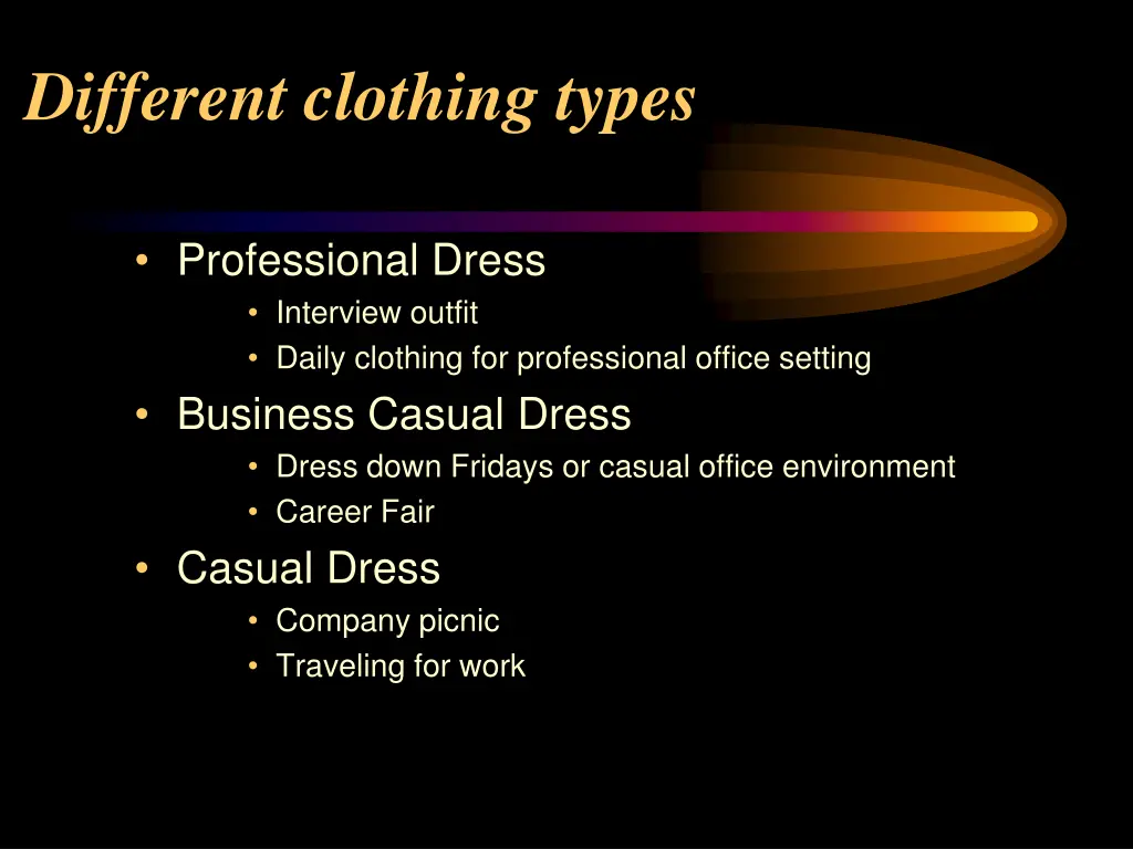 different clothing types