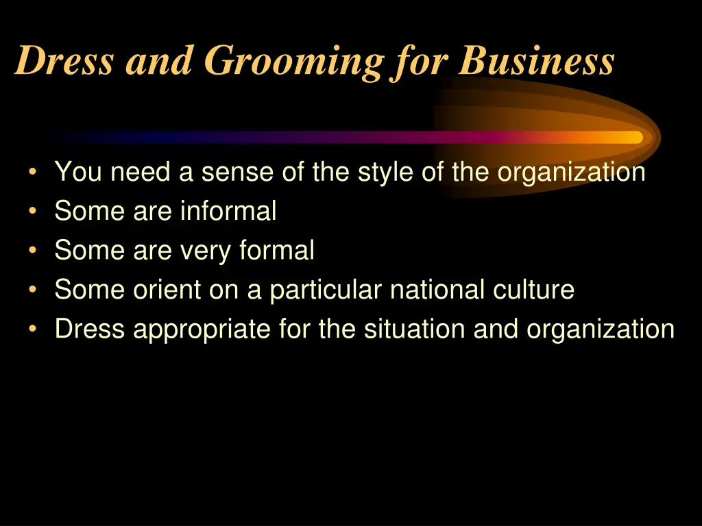 dress and grooming for business