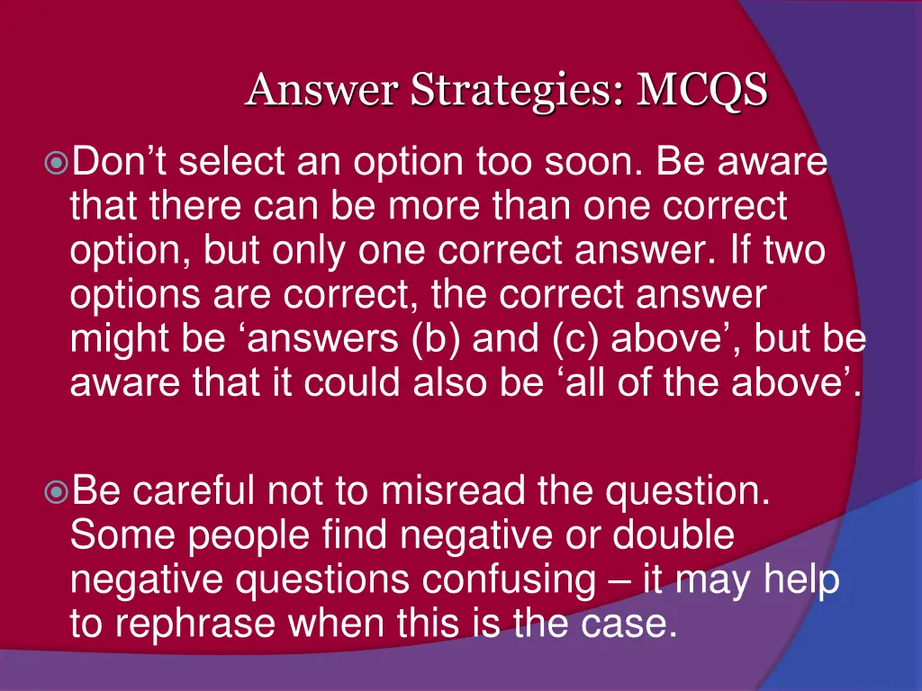 answer strategies mcqs 2