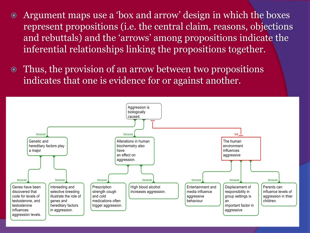 argument maps use a box and arrow design in which