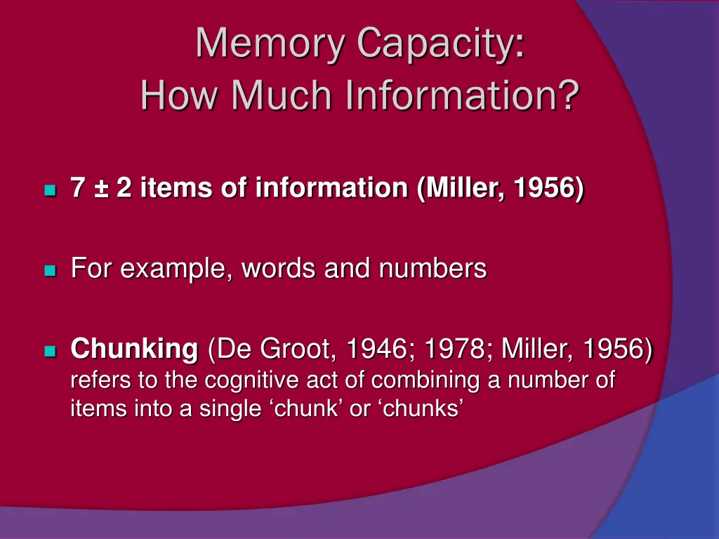 memory capacity how much information