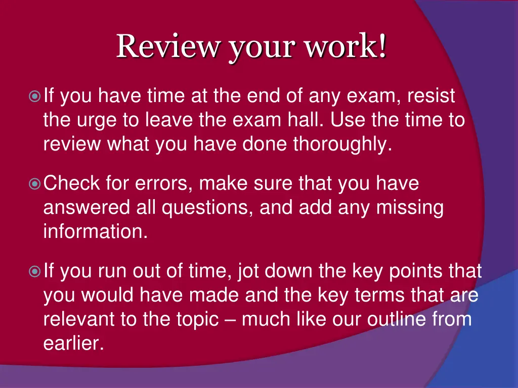 review your work