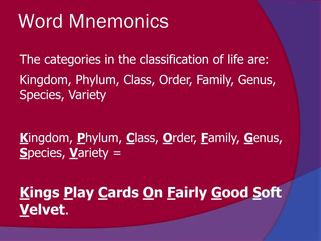 word mnemonics