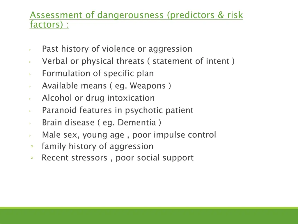 assessment of dangerousness predictors risk