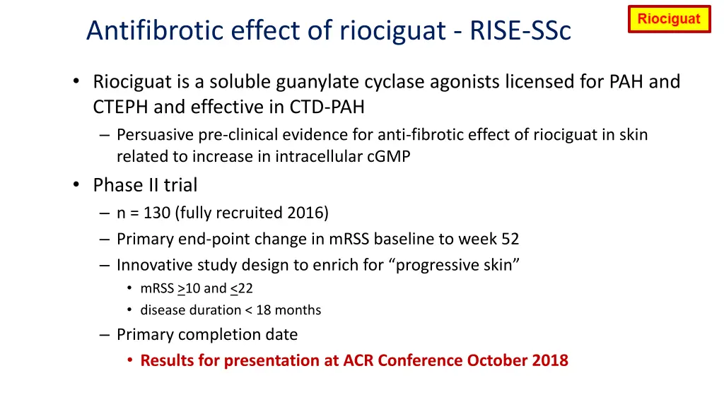 antifibrotic effect of riociguat rise ssc