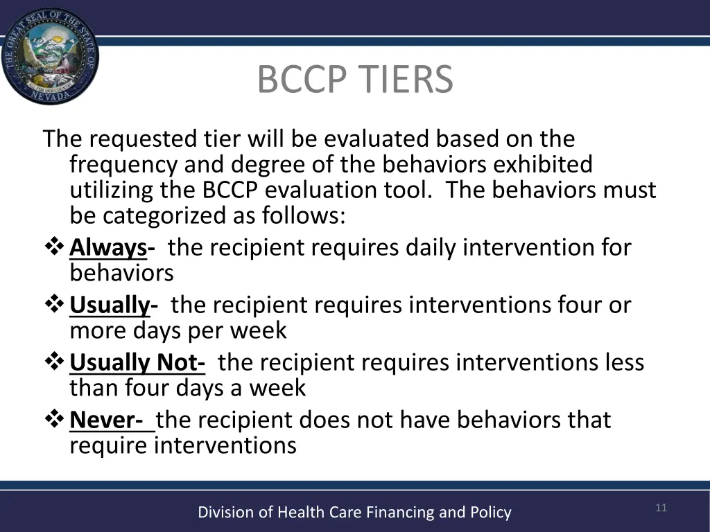 bccp tiers 1