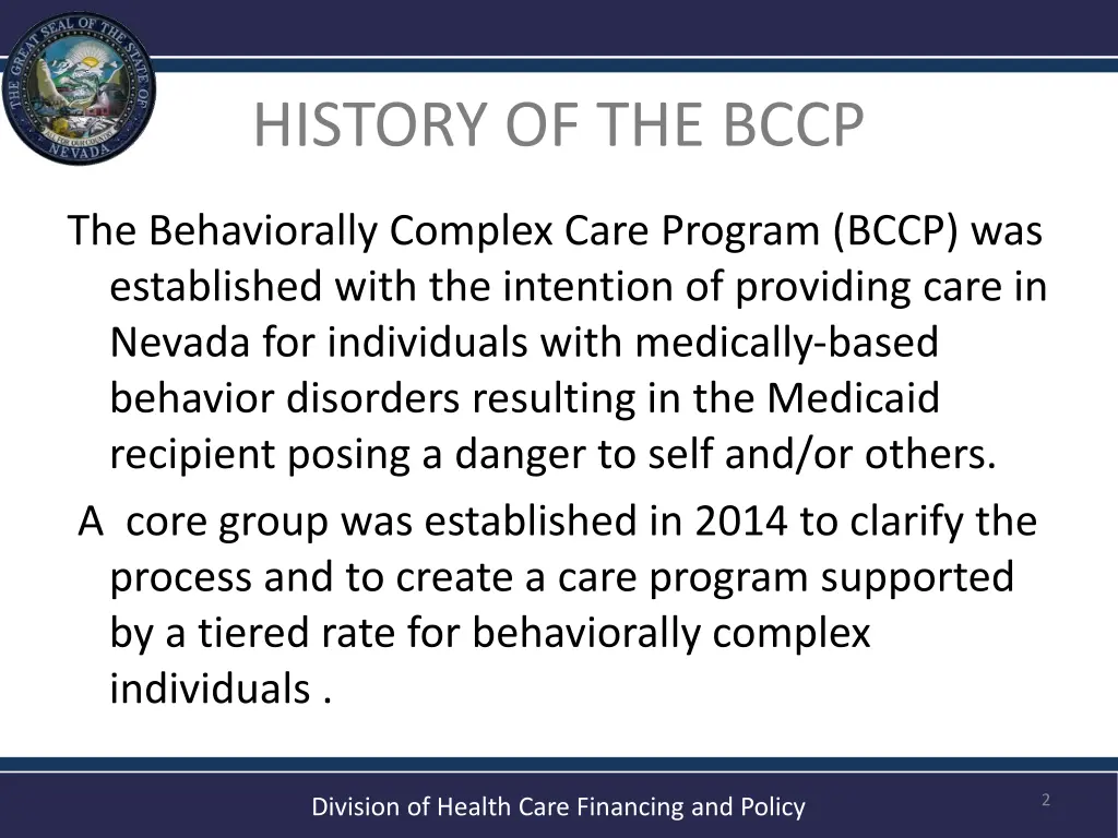 history of the bccp