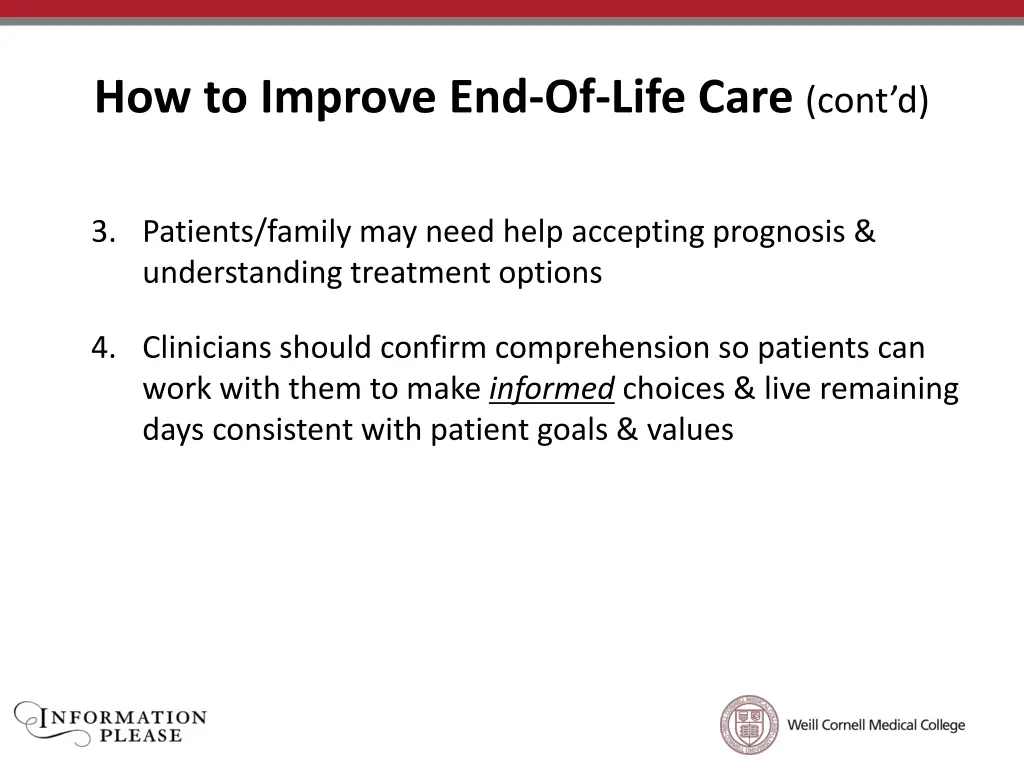 how to improve end of life care cont d