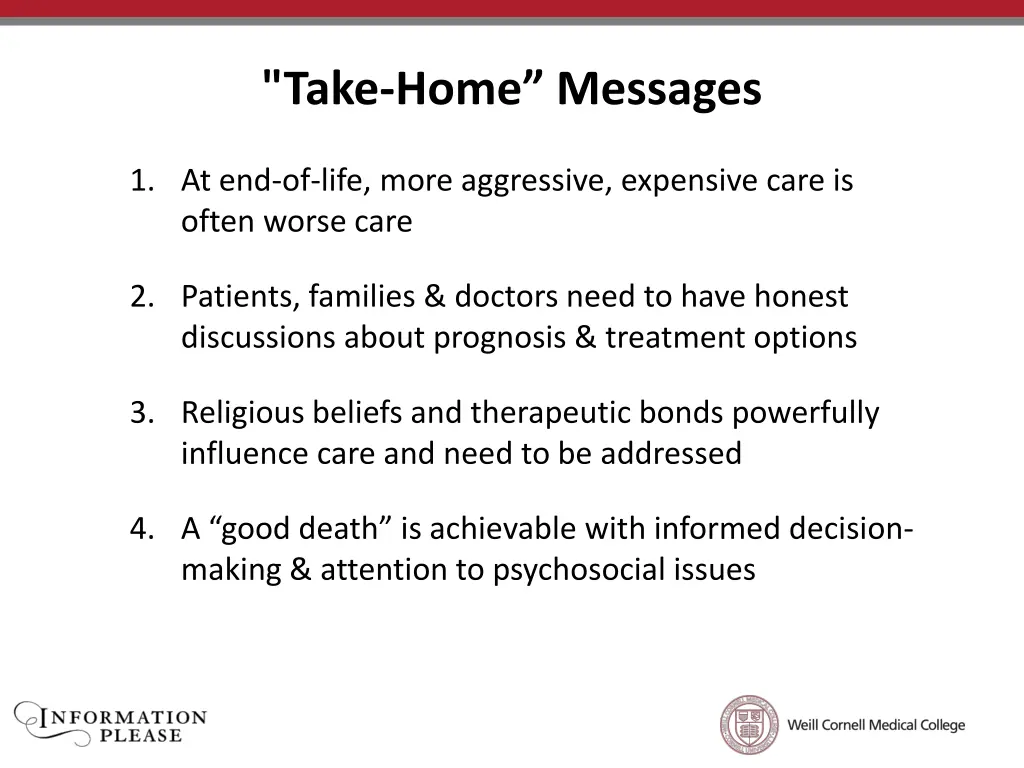 take home messages