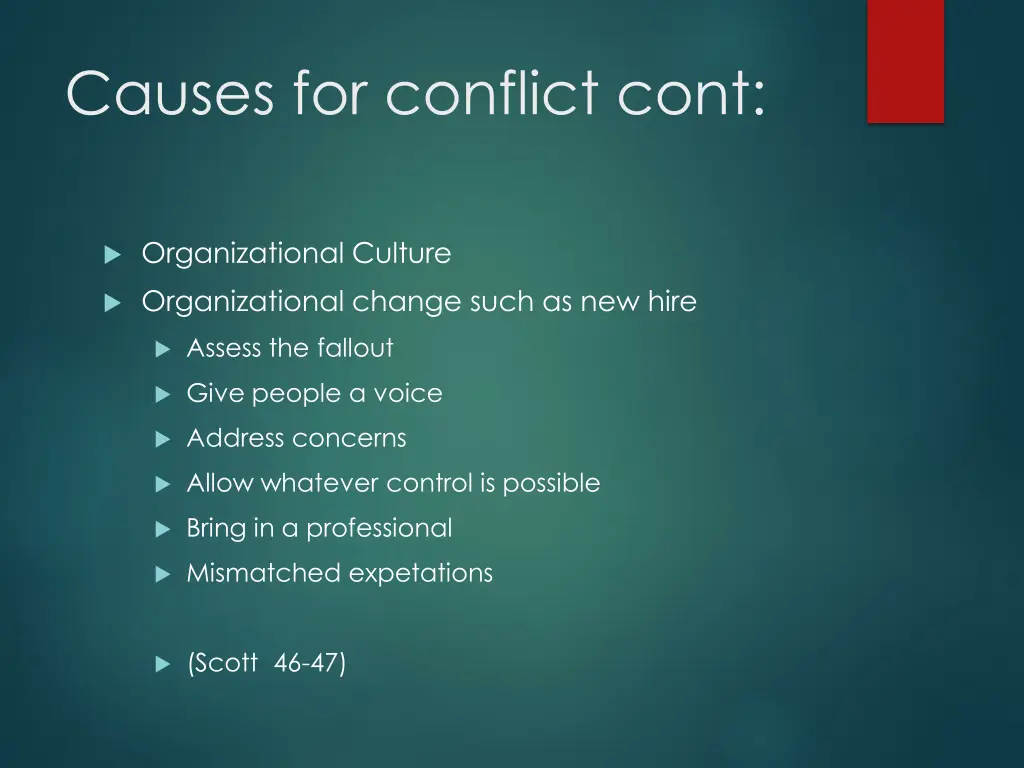 causes for conflict cont