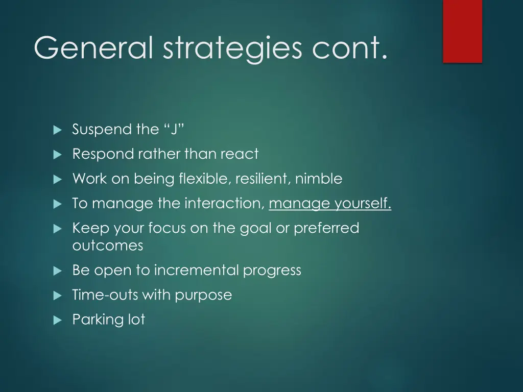 general strategies cont