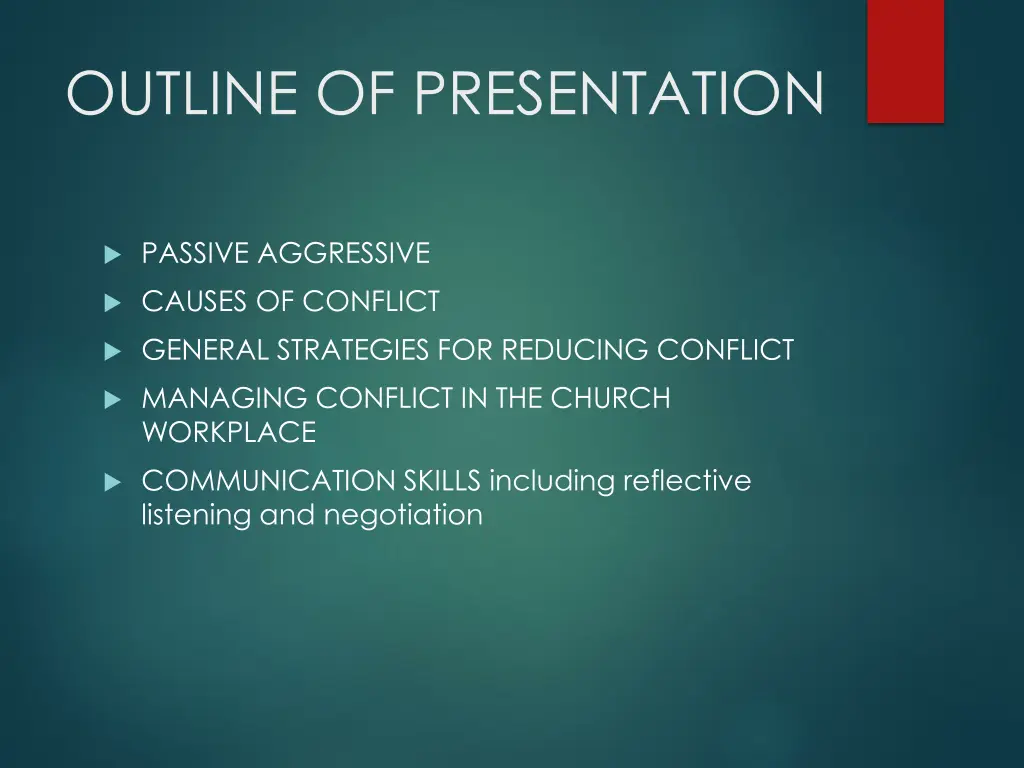 outline of presentation