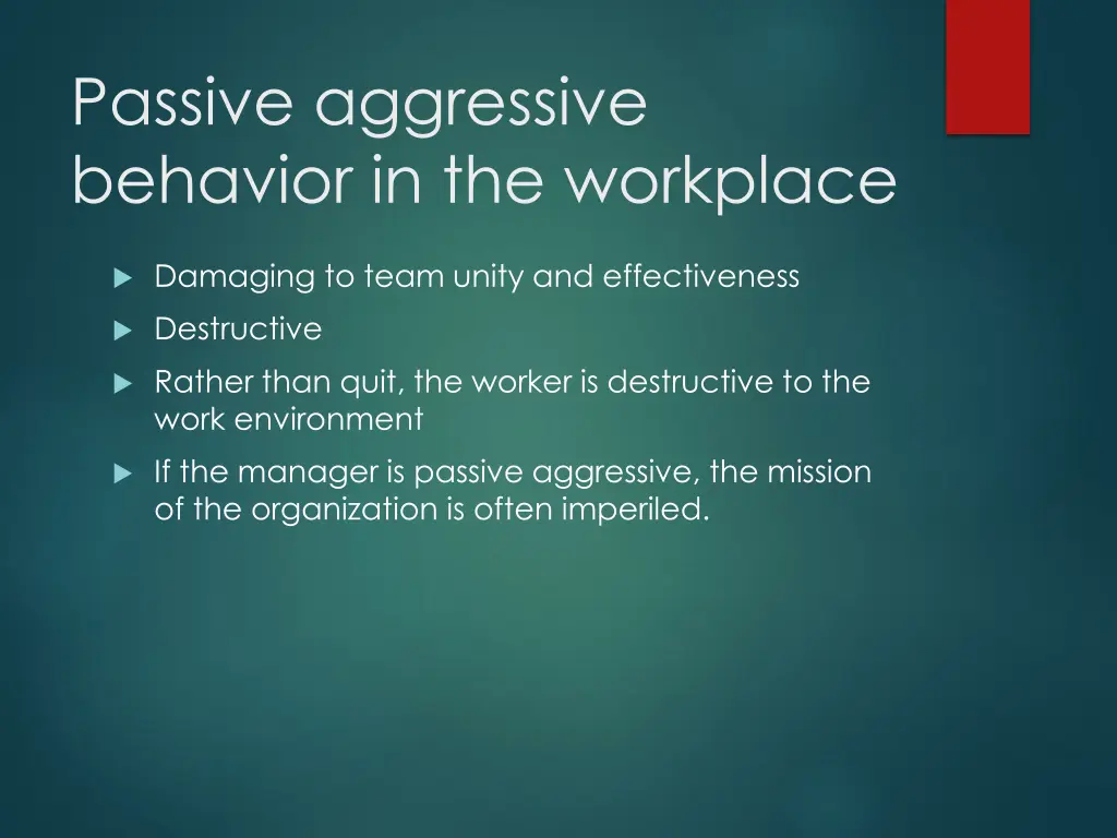 passive aggressive behavior in the workplace