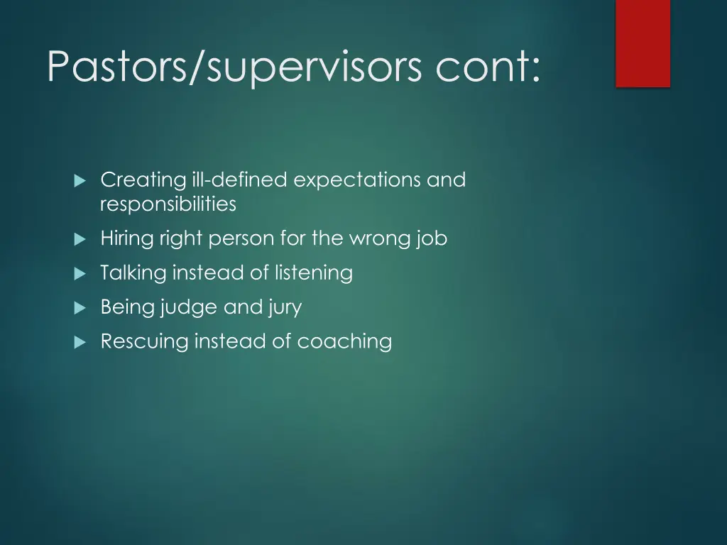 pastors supervisors cont