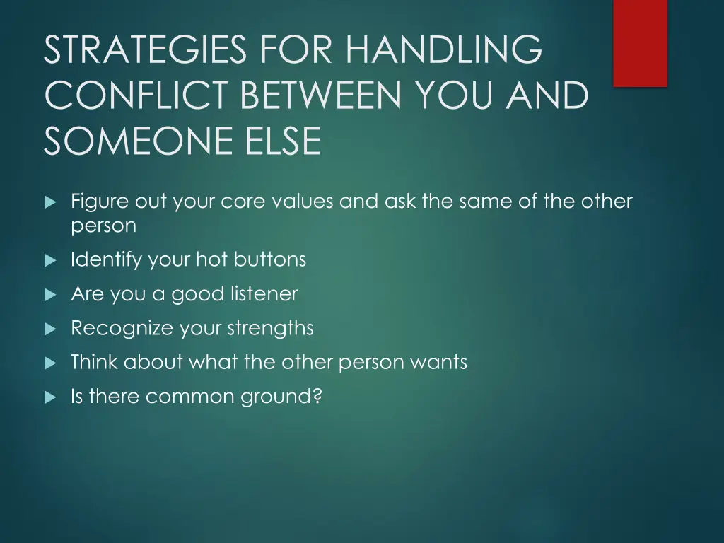 strategies for handling conflict between