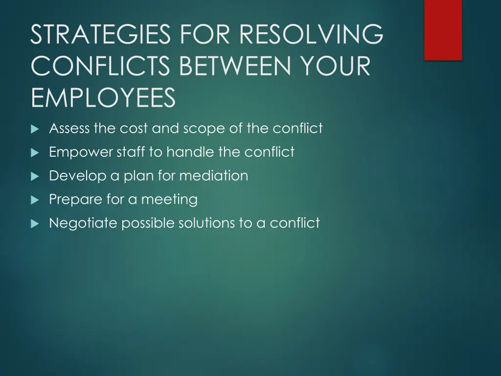 strategies for resolving conflicts between your