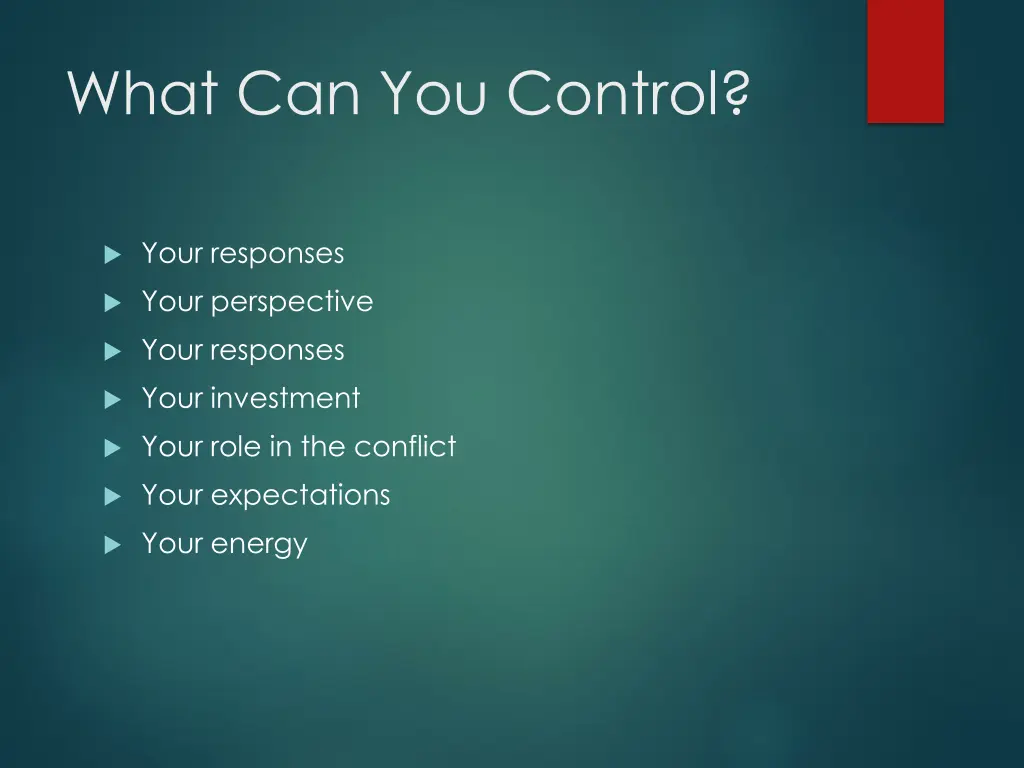 what can you control