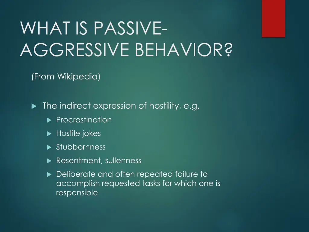 what is passive aggressive behavior