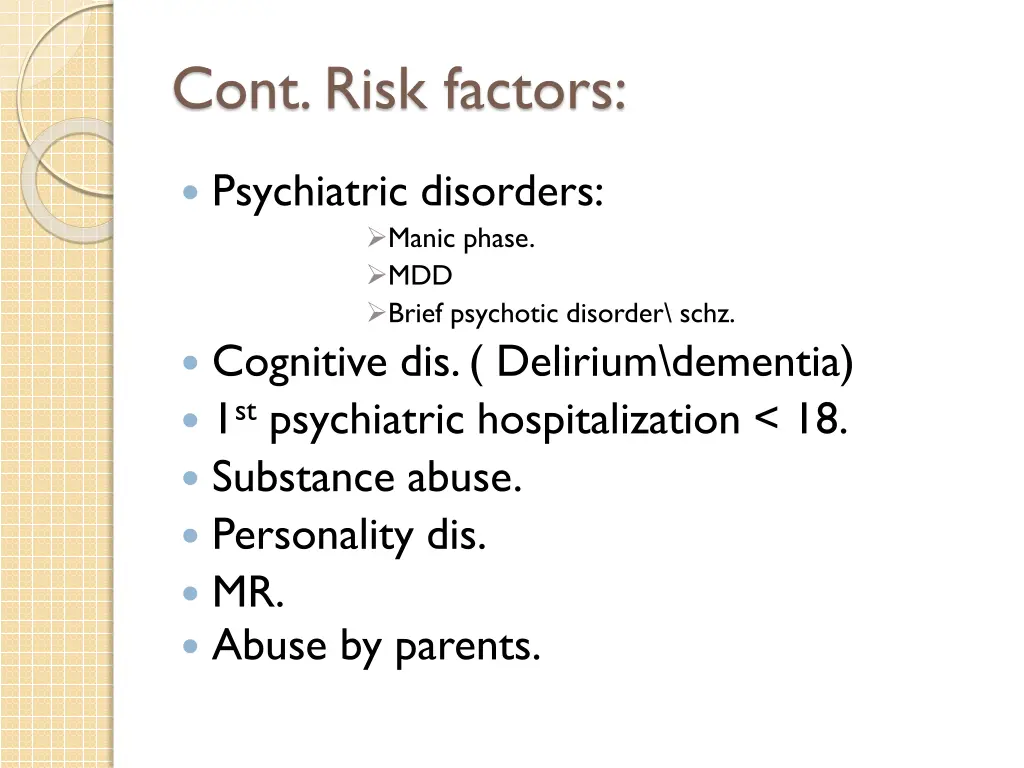 cont risk factors