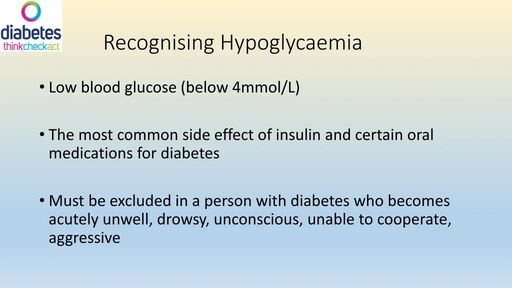 recognising hypoglycaemia