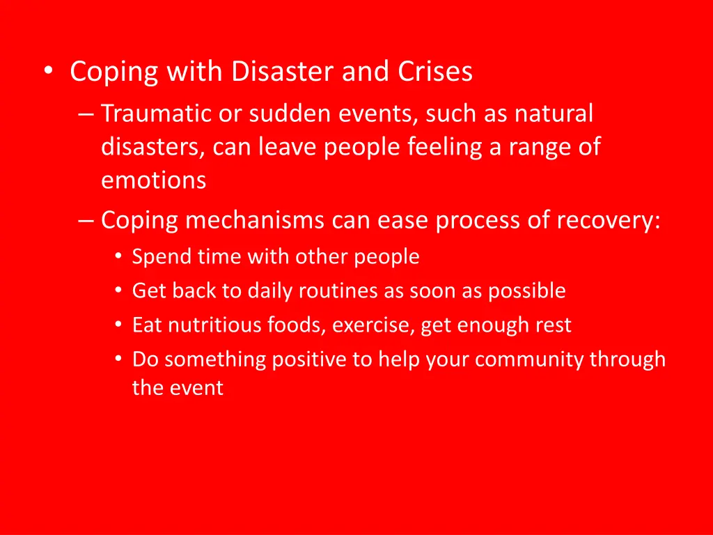 coping with disaster and crises traumatic