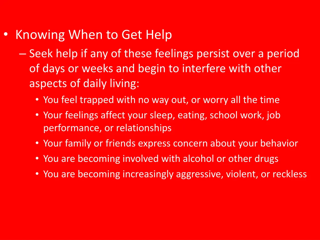 knowing when to get help seek help