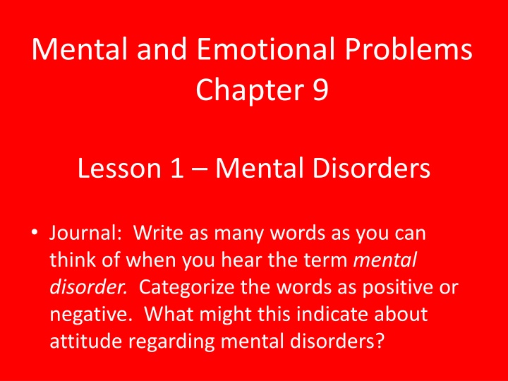 mental and emotional problems chapter 9