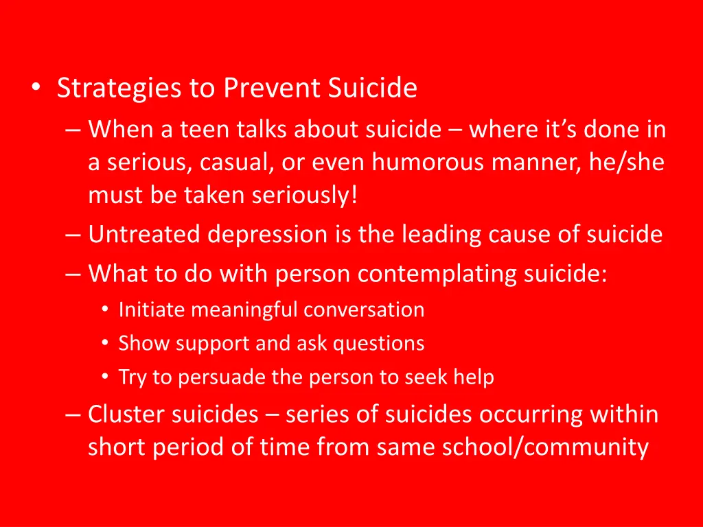 strategies to prevent suicide when a teen talks