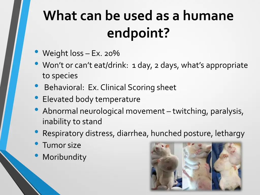 what can be used as a humane endpoint weight loss