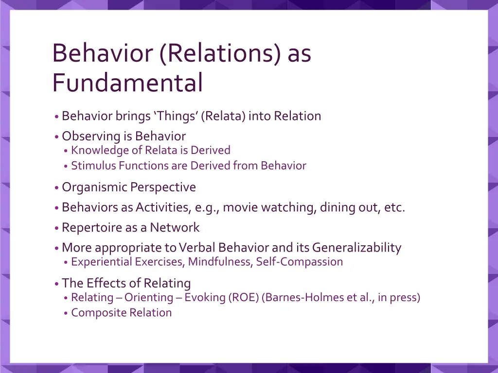 behavior relations as fundamental