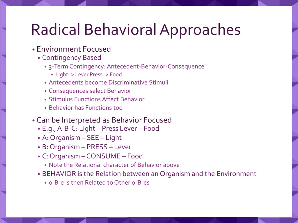 radical behavioral approaches 1