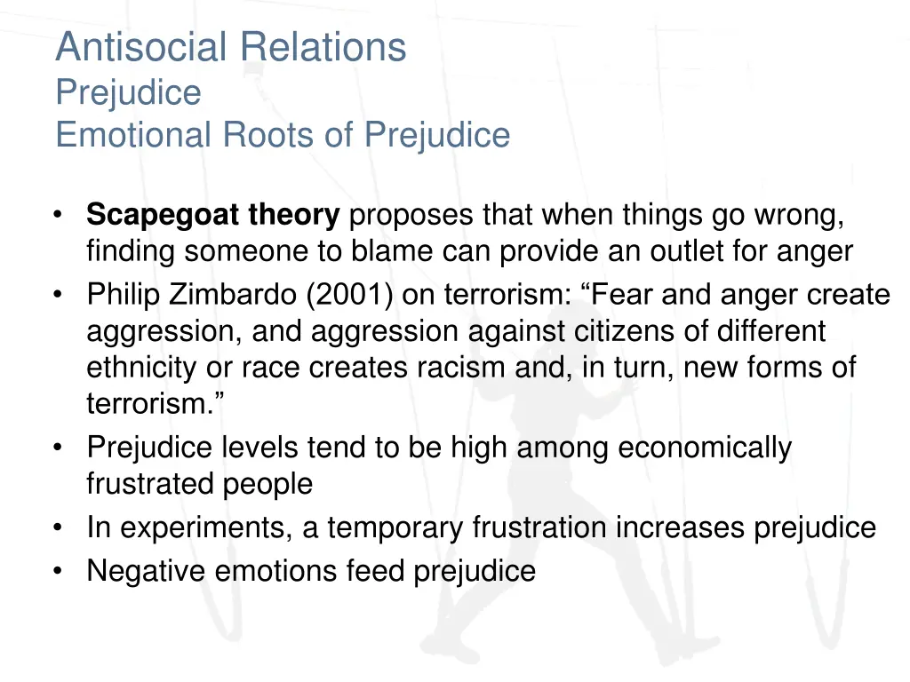 antisocial relations prejudice emotional roots