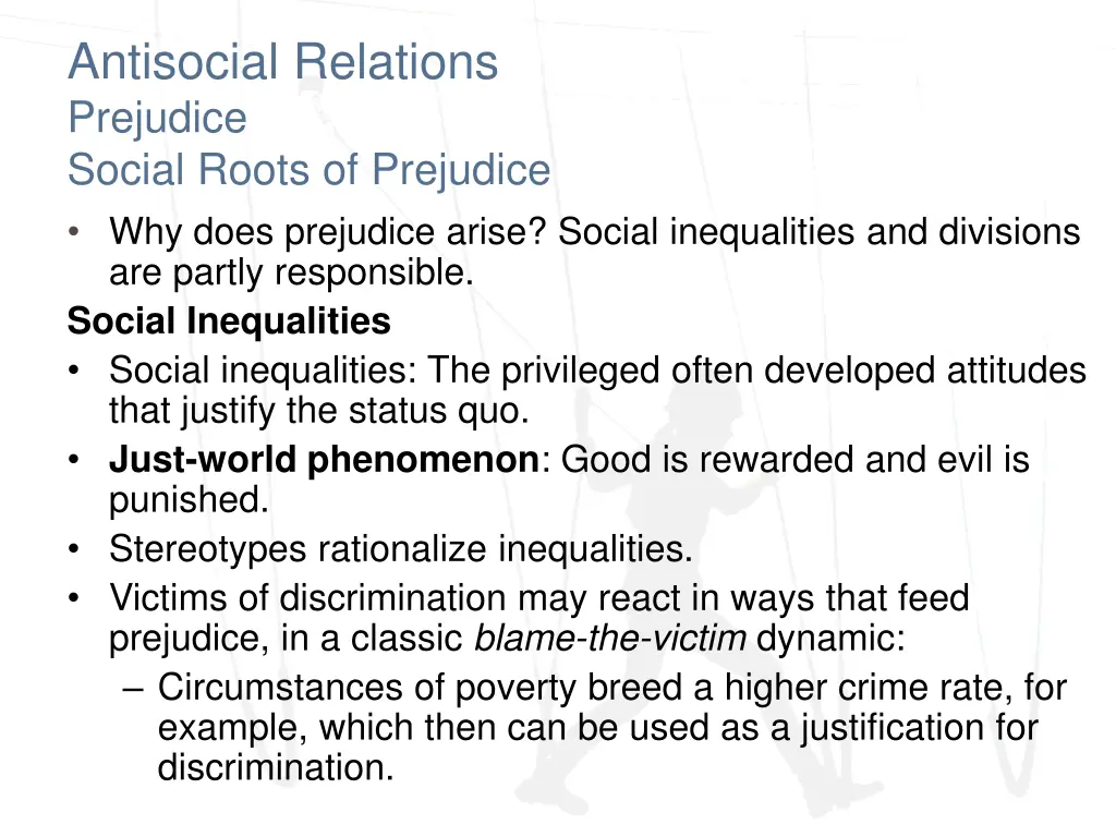 antisocial relations prejudice social roots