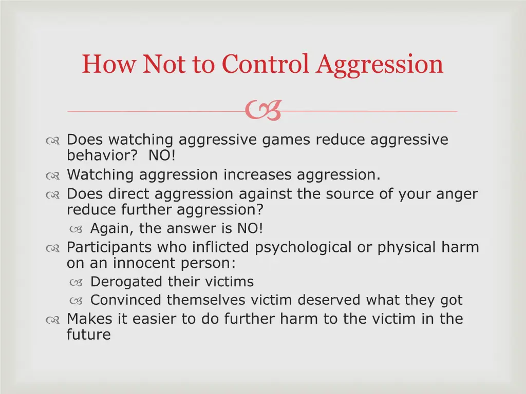 how not to control aggression