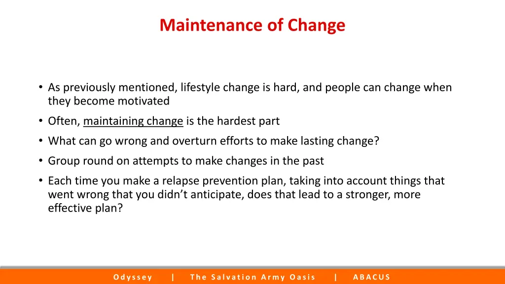 maintenance of change