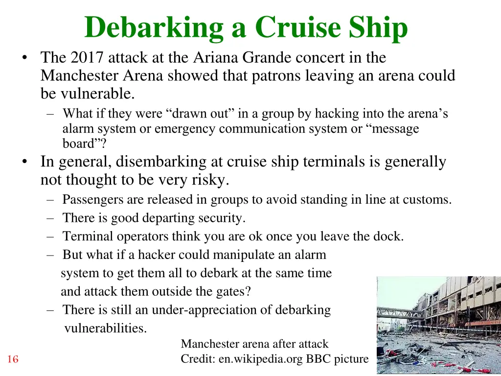 debarking a cruise ship