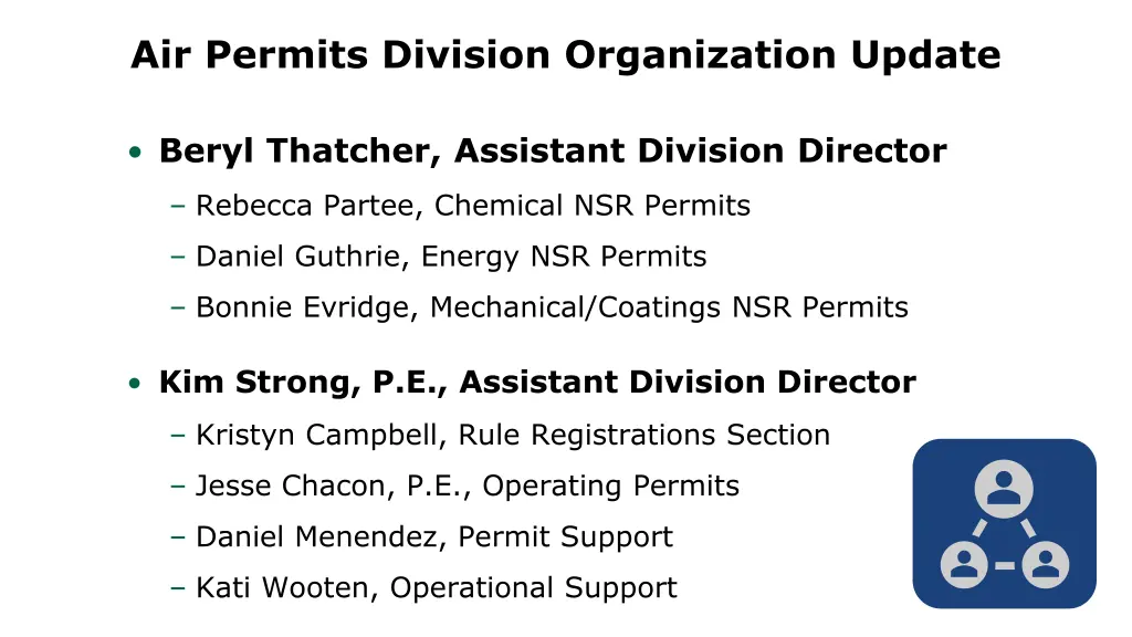 air permits division organization update