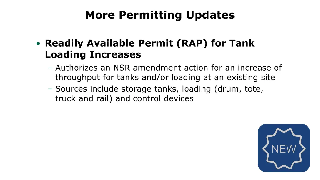 more permitting updates