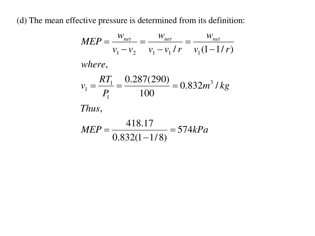 d the mean effective pressure is determined from