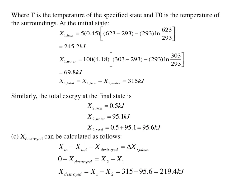 where t is the temperature of the specified state