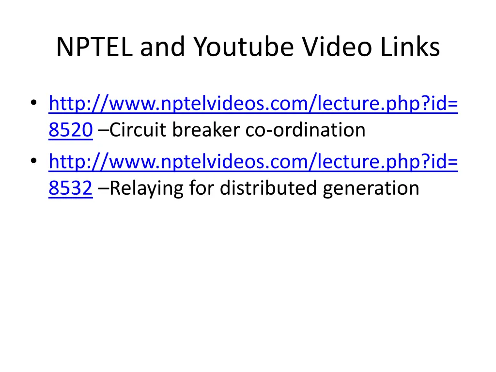 nptel and youtube video links