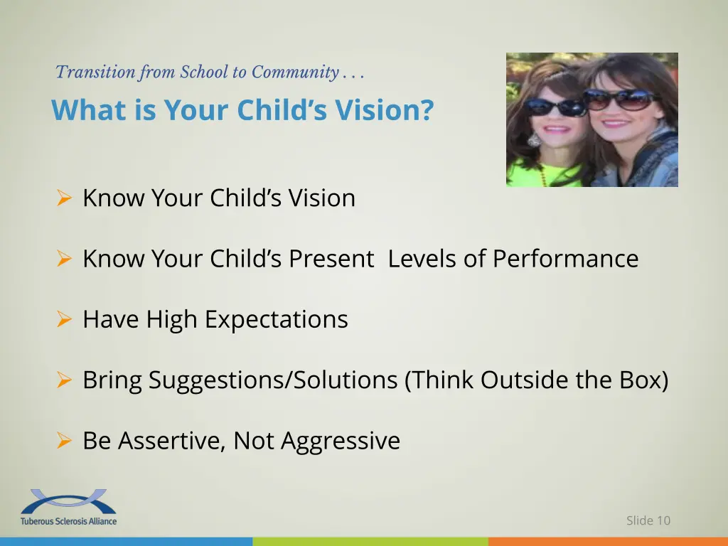 transition from school to community what is your 1