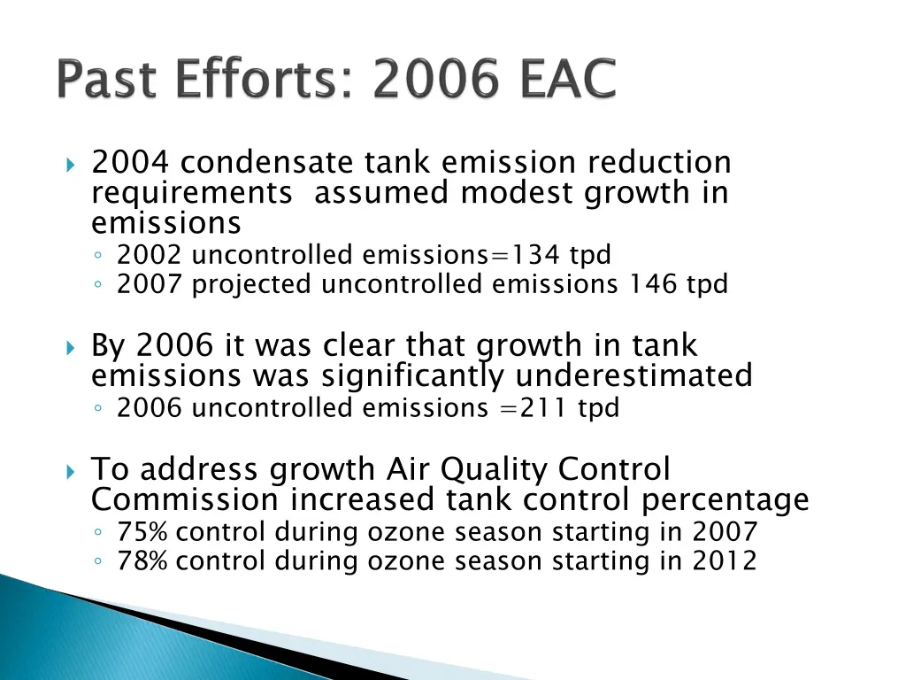 2004 condensate tank emission reduction