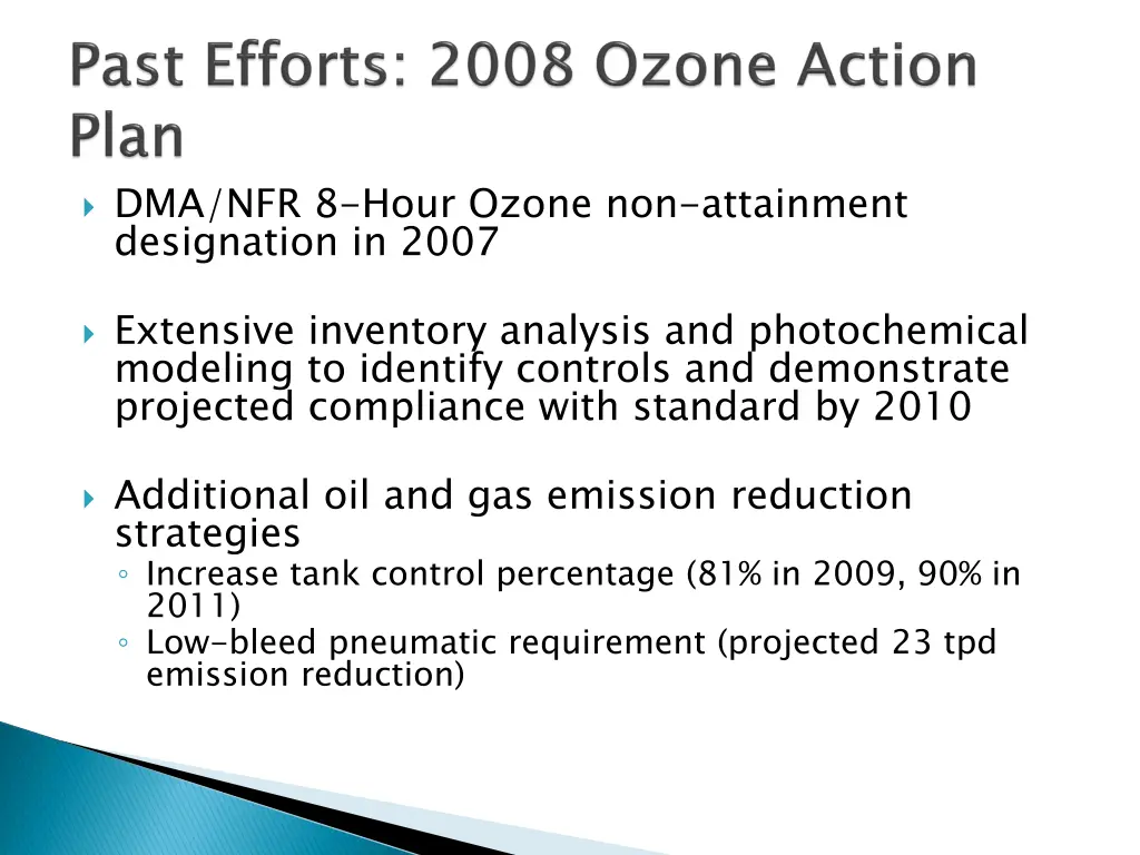 dma nfr 8 hour ozone non attainment designation