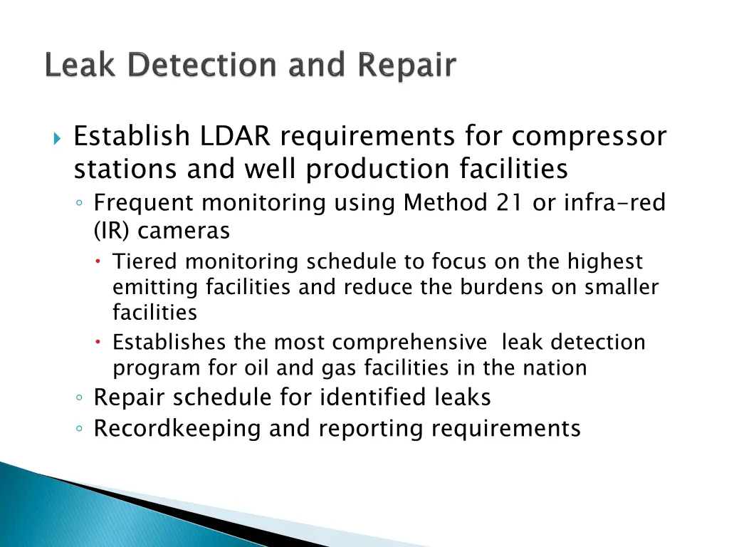 establish ldar requirements for compressor