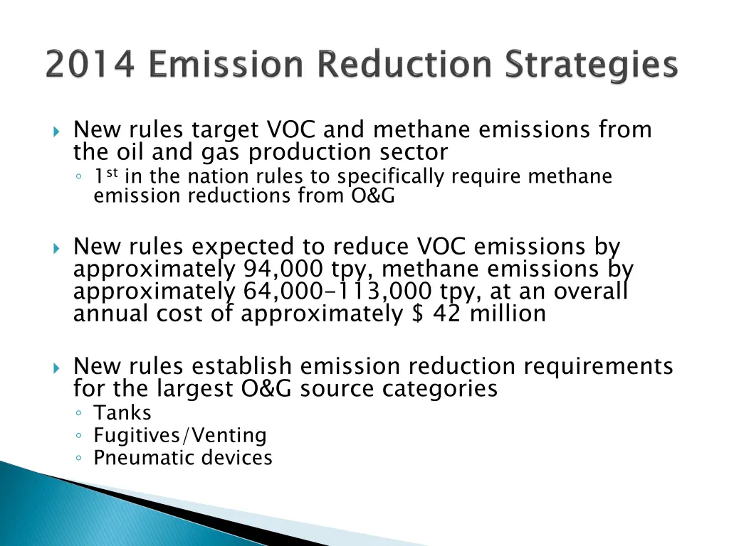 new rules target voc and methane emissions from