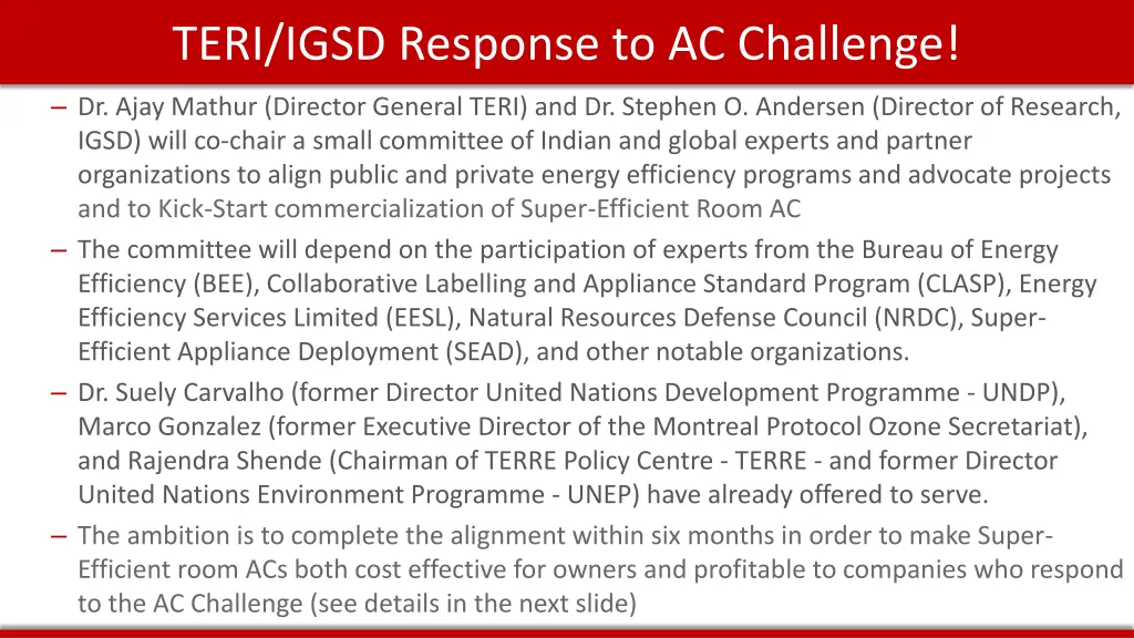 teri igsd response to ac challenge