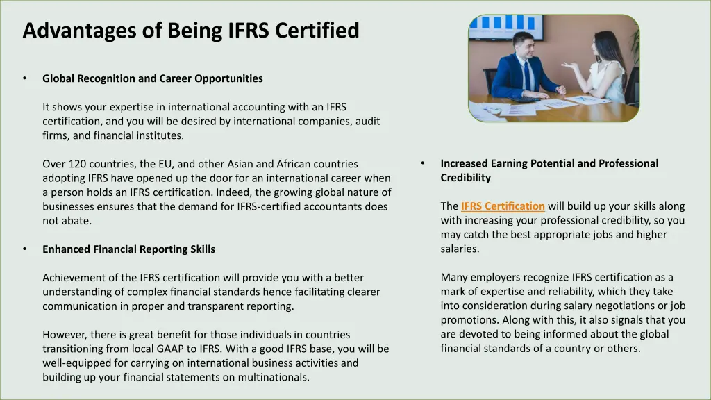 advantages of being ifrs certified